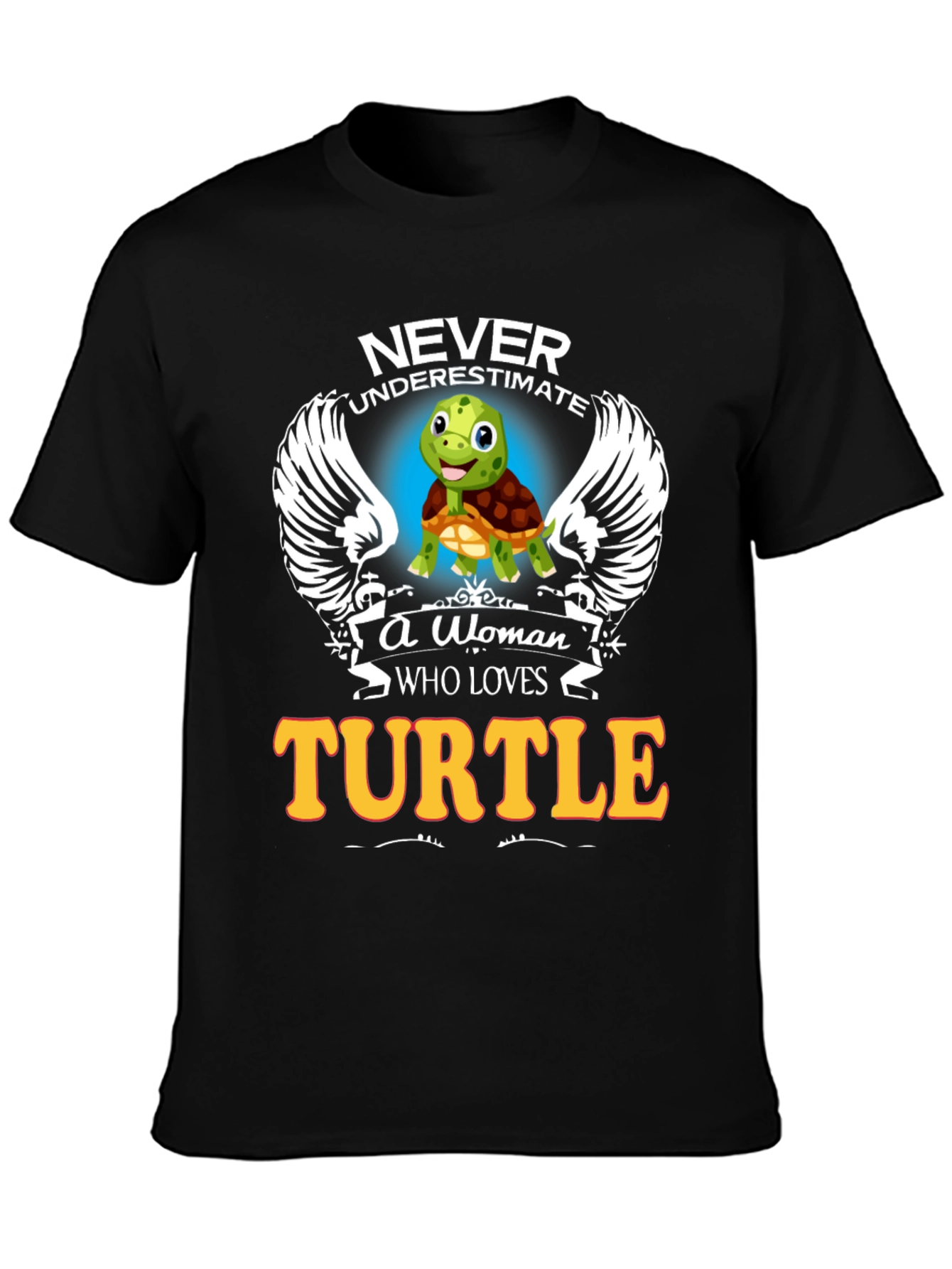 Never Underestimate Woman Turtle Lover Black T-Shirt