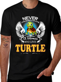 Never Underestimate Woman Turtle Lover Black T-Shirt