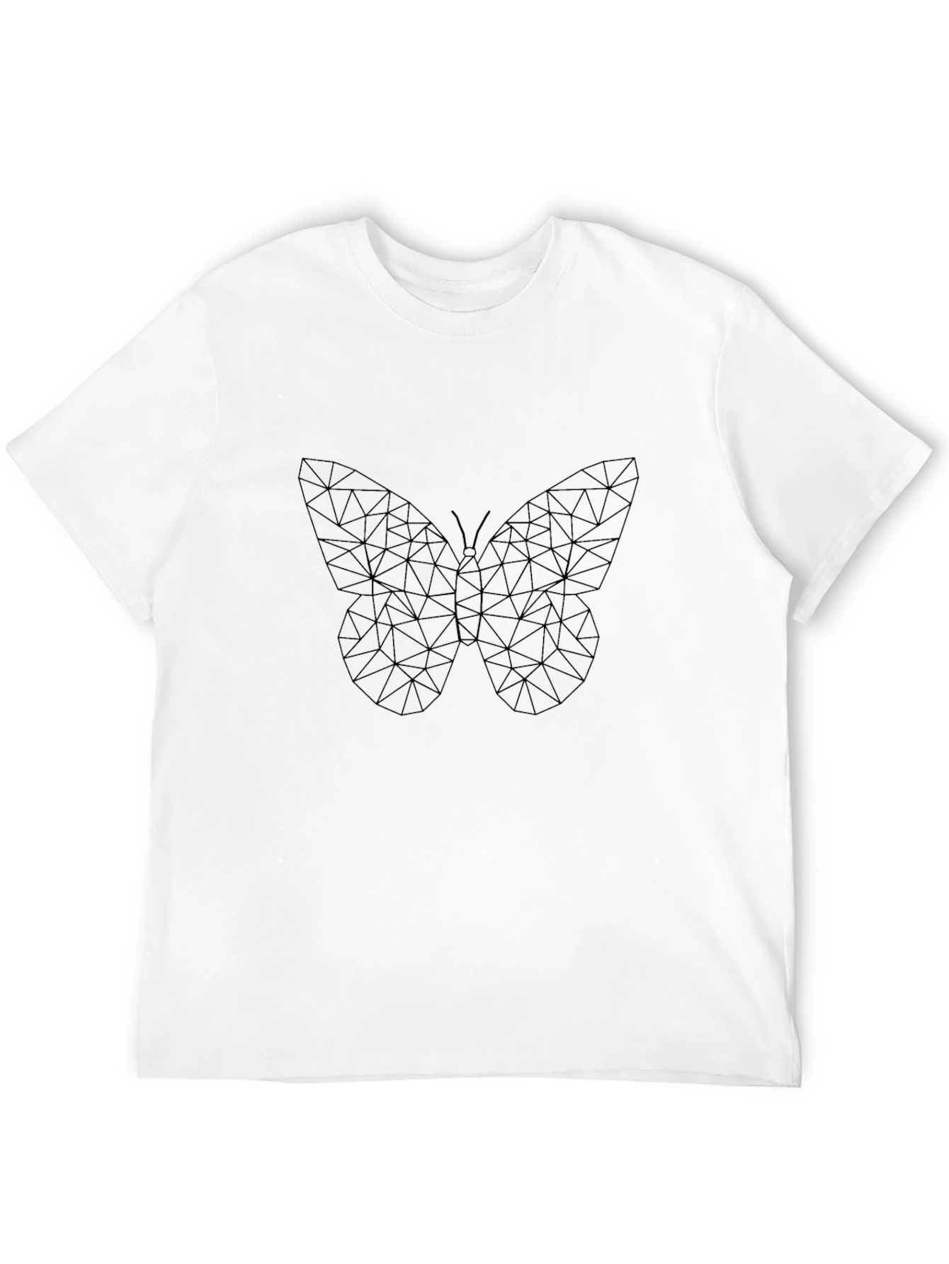 Geometric Butterfly Print Black T-Shirt