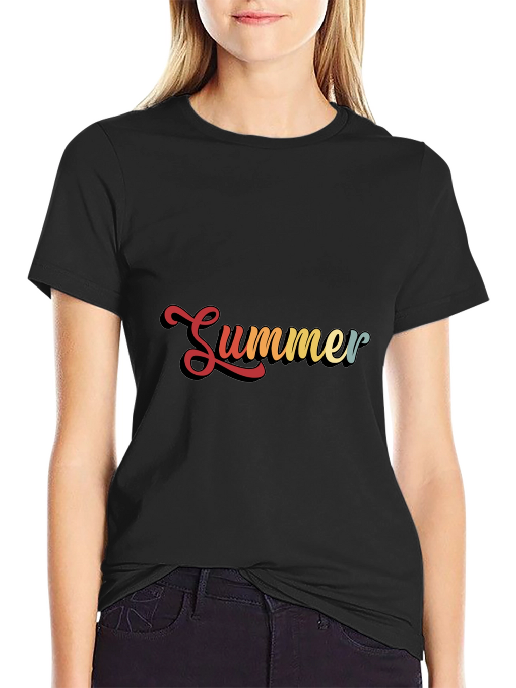 Retro Summer Graphic Black T-Shirt