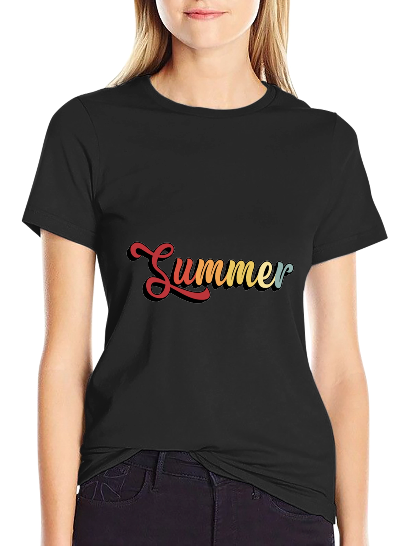 Retro Summer Graphic Black T-Shirt