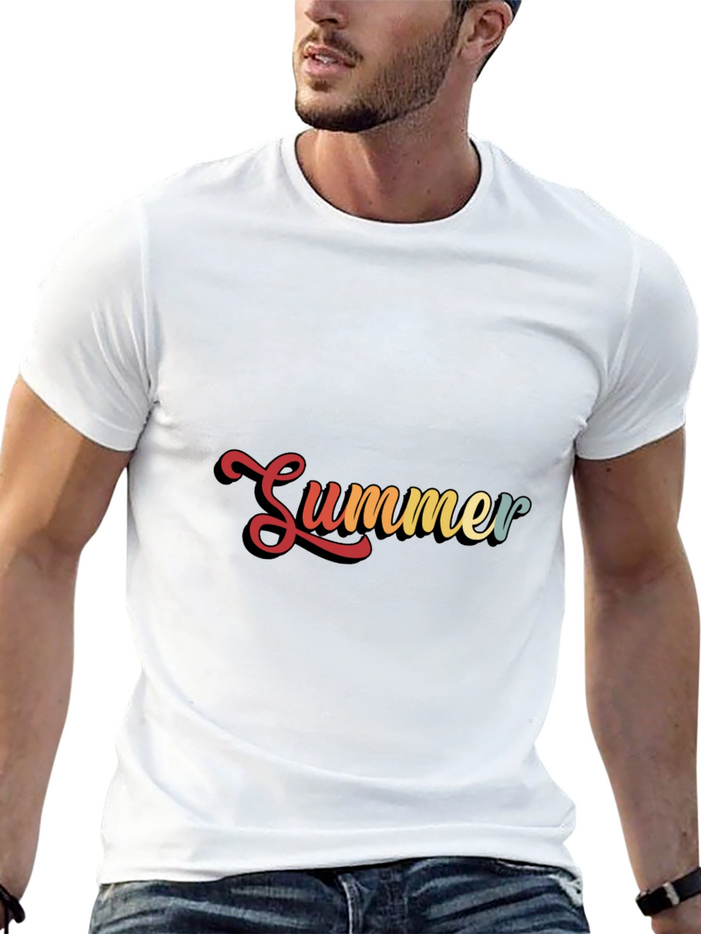 Retro Summer Graphic Black T-Shirt