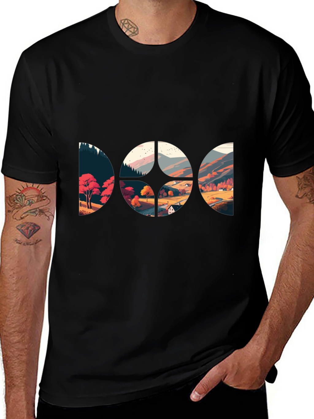 Scenic Landscape Graphic Black T-Shirt