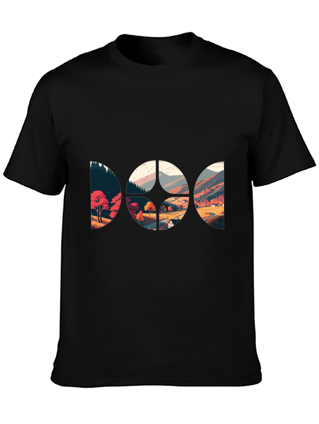 Scenic Landscape Graphic Black T-Shirt