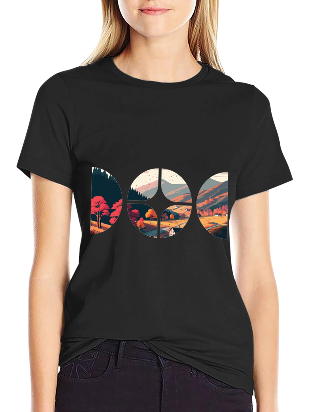 Scenic Landscape Graphic Black T-Shirt