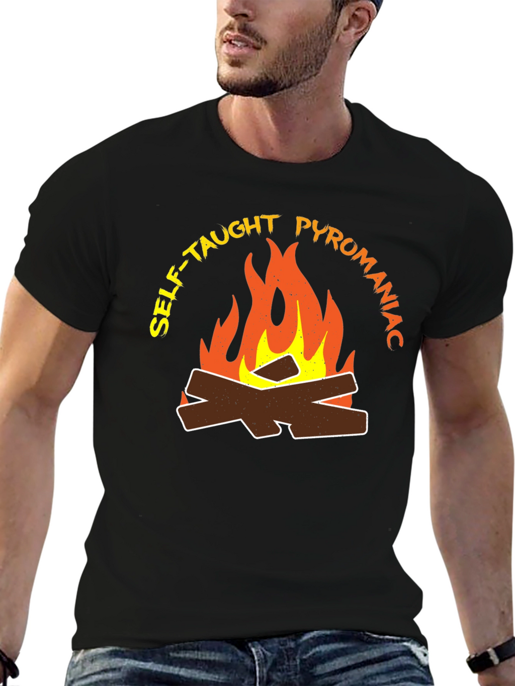 Self-Taught Pyromaniac Fire Graphic T-Shirt