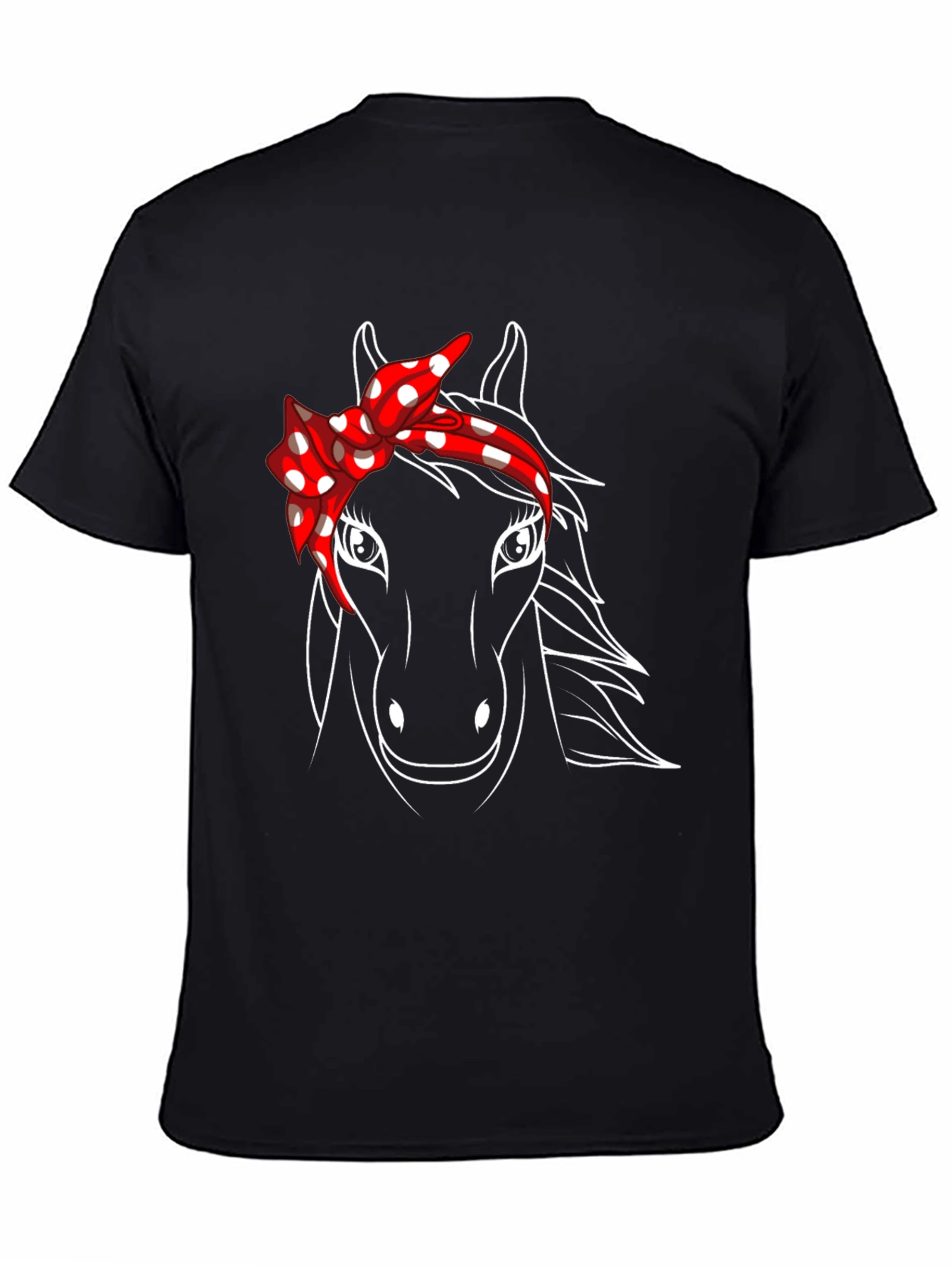 Horse Graphic Tee with Bandana - Black Casual T-Shirt
