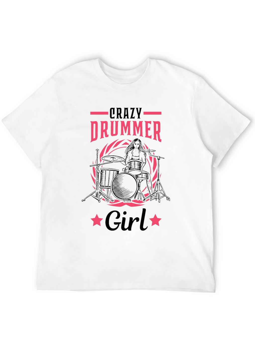 Crazy Drummer Girl Black T-Shirt
