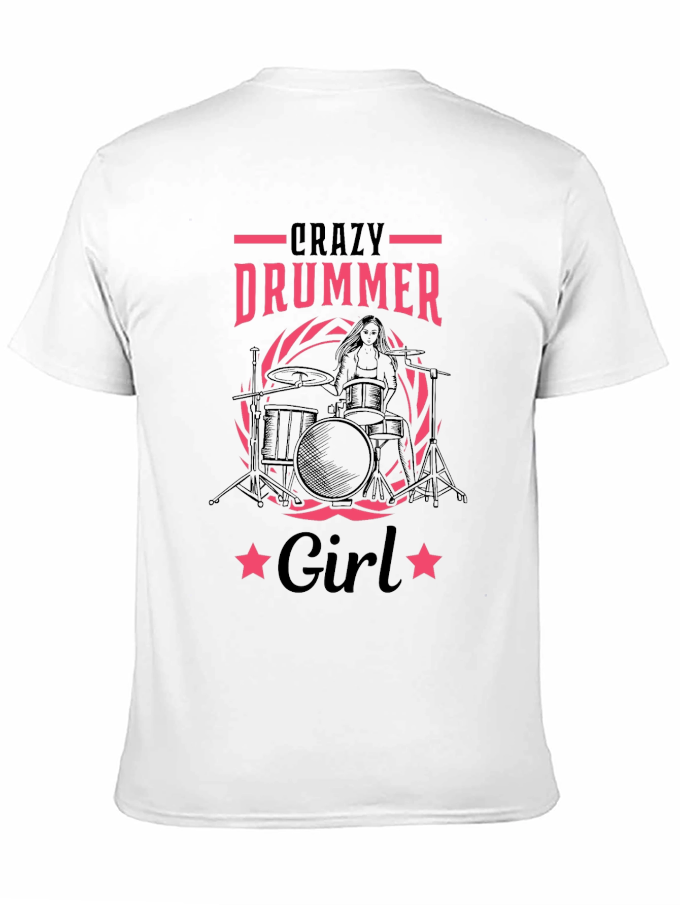 Crazy Drummer Girl Black T-Shirt
