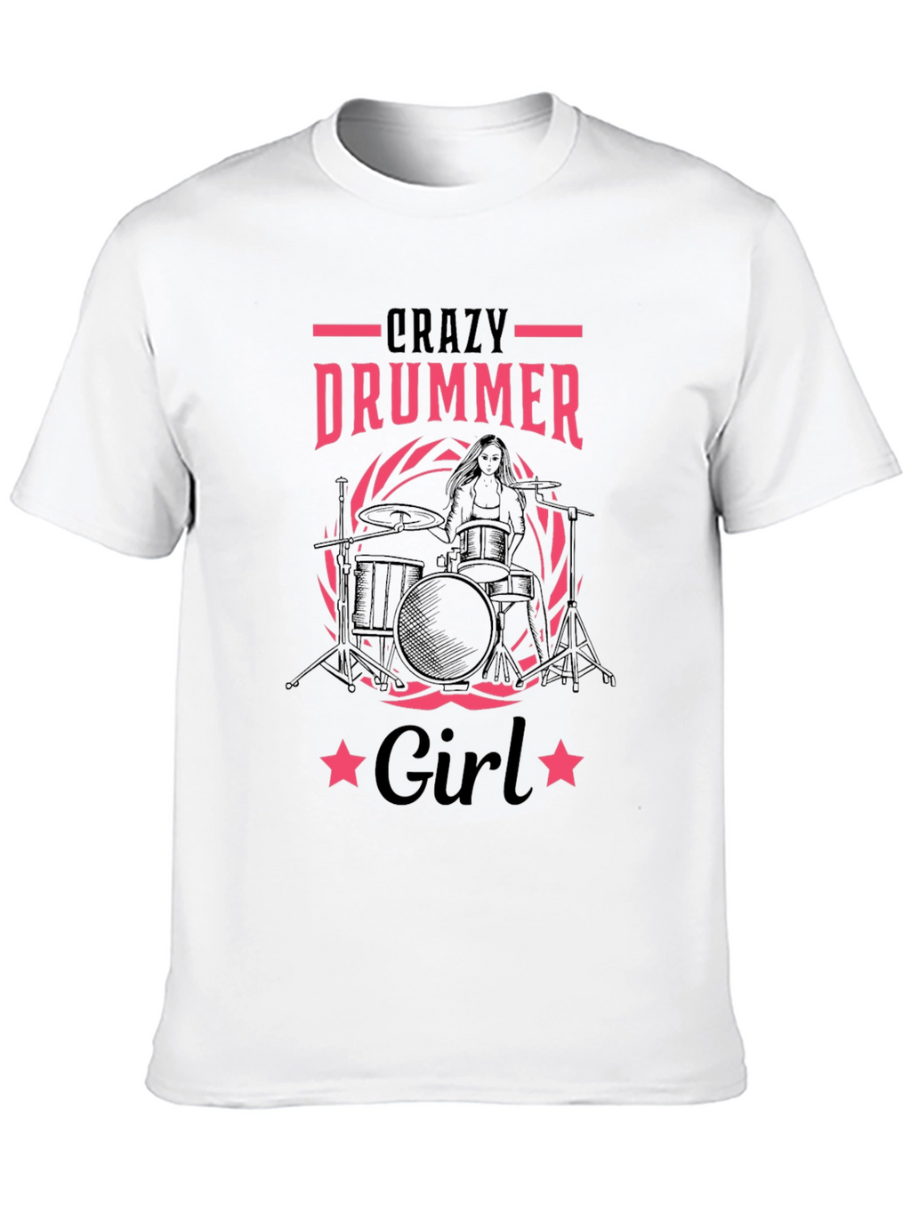 Crazy Drummer Girl Black T-Shirt