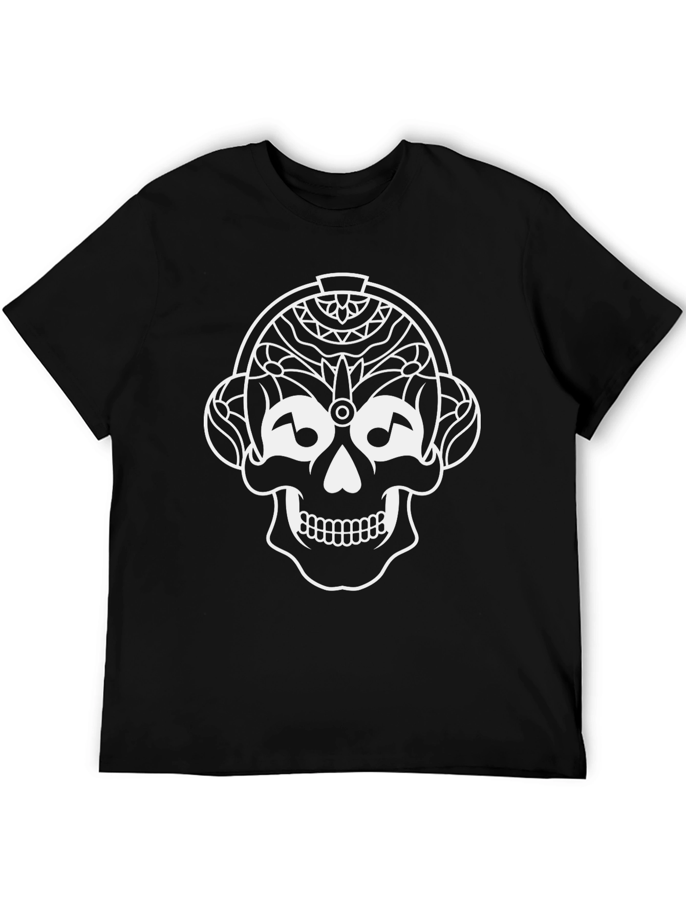 Skull Headphones Graphic Tee - Black