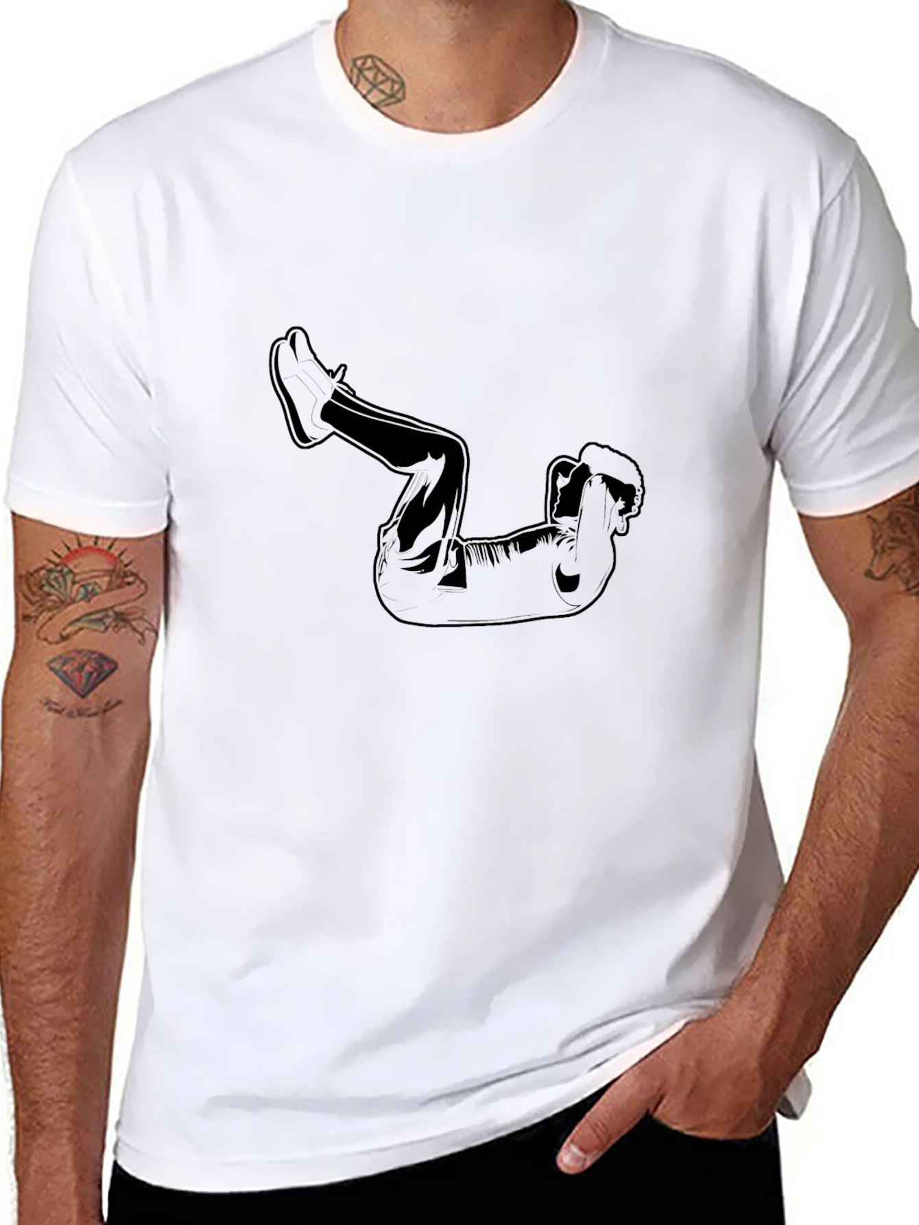 Mens Black Graphic Tee - Workout Silhouette