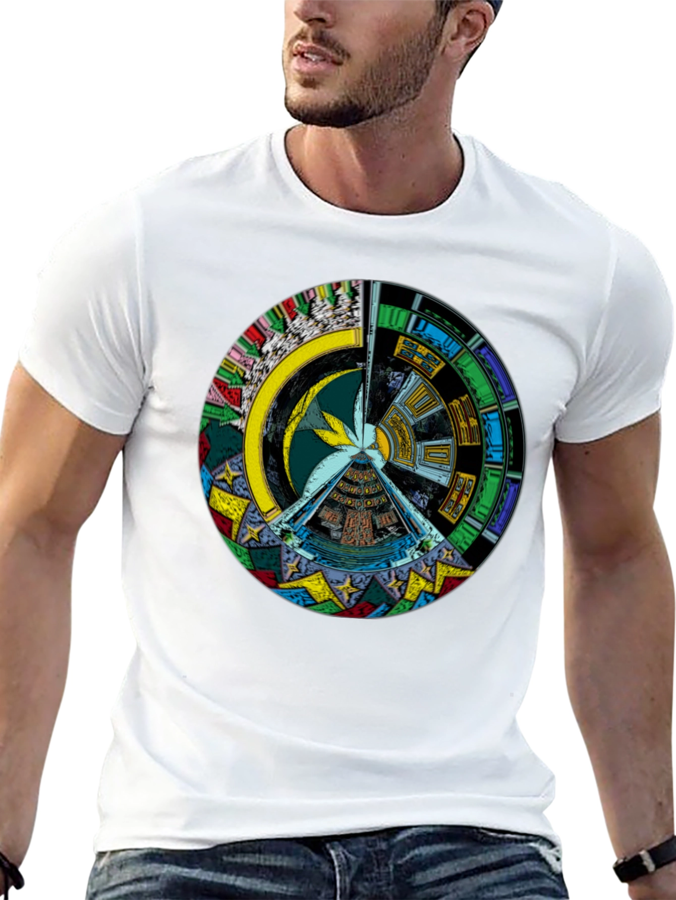 Artistic Geometric Design Black T-Shirt