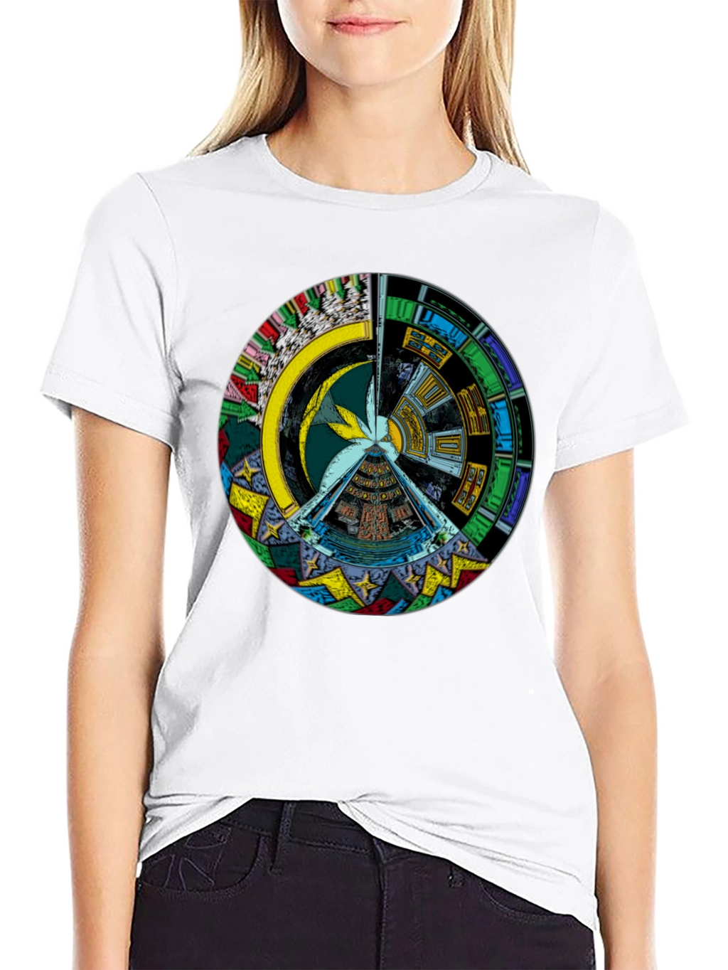 Artistic Geometric Design Black T-Shirt