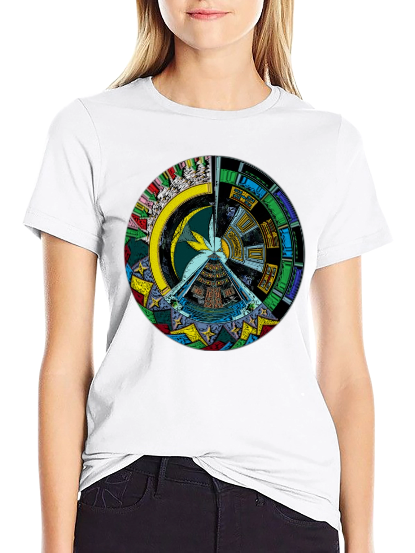 Artistic Geometric Design Black T-Shirt