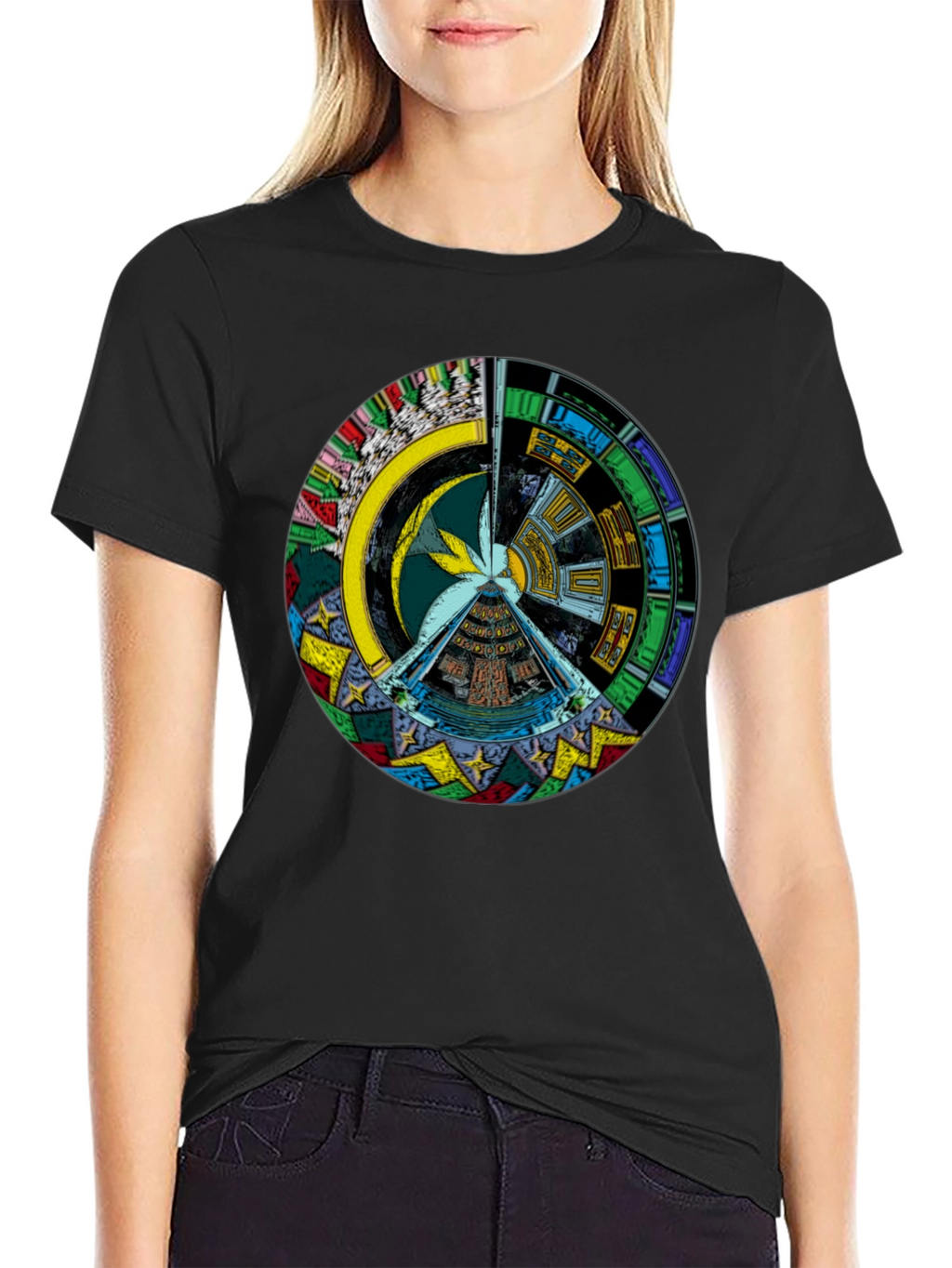 Artistic Geometric Design Black T-Shirt