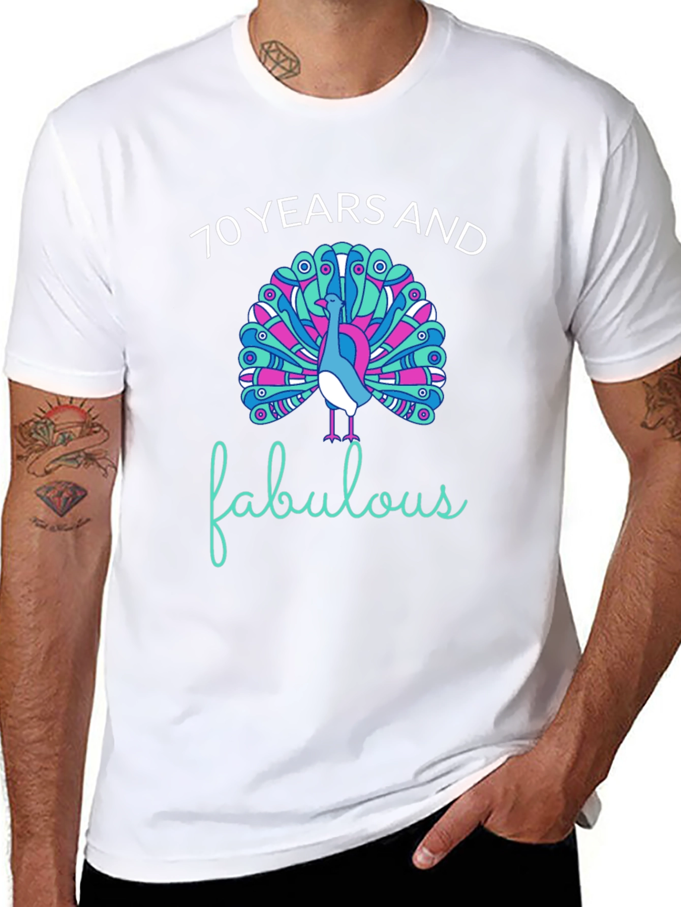 70 Years and Fabulous Peacock Graphic Tee