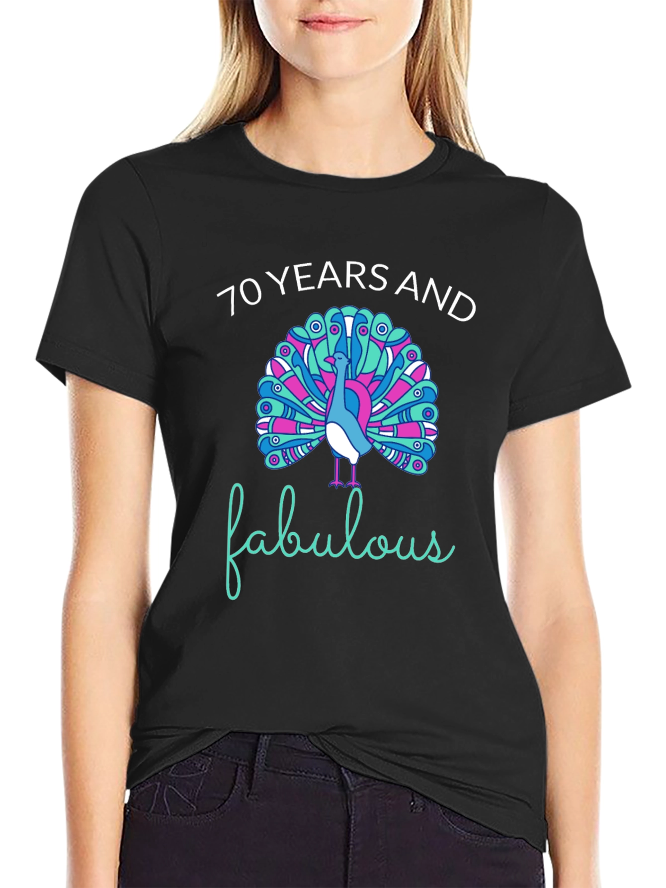 70 Years and Fabulous Peacock Graphic Tee