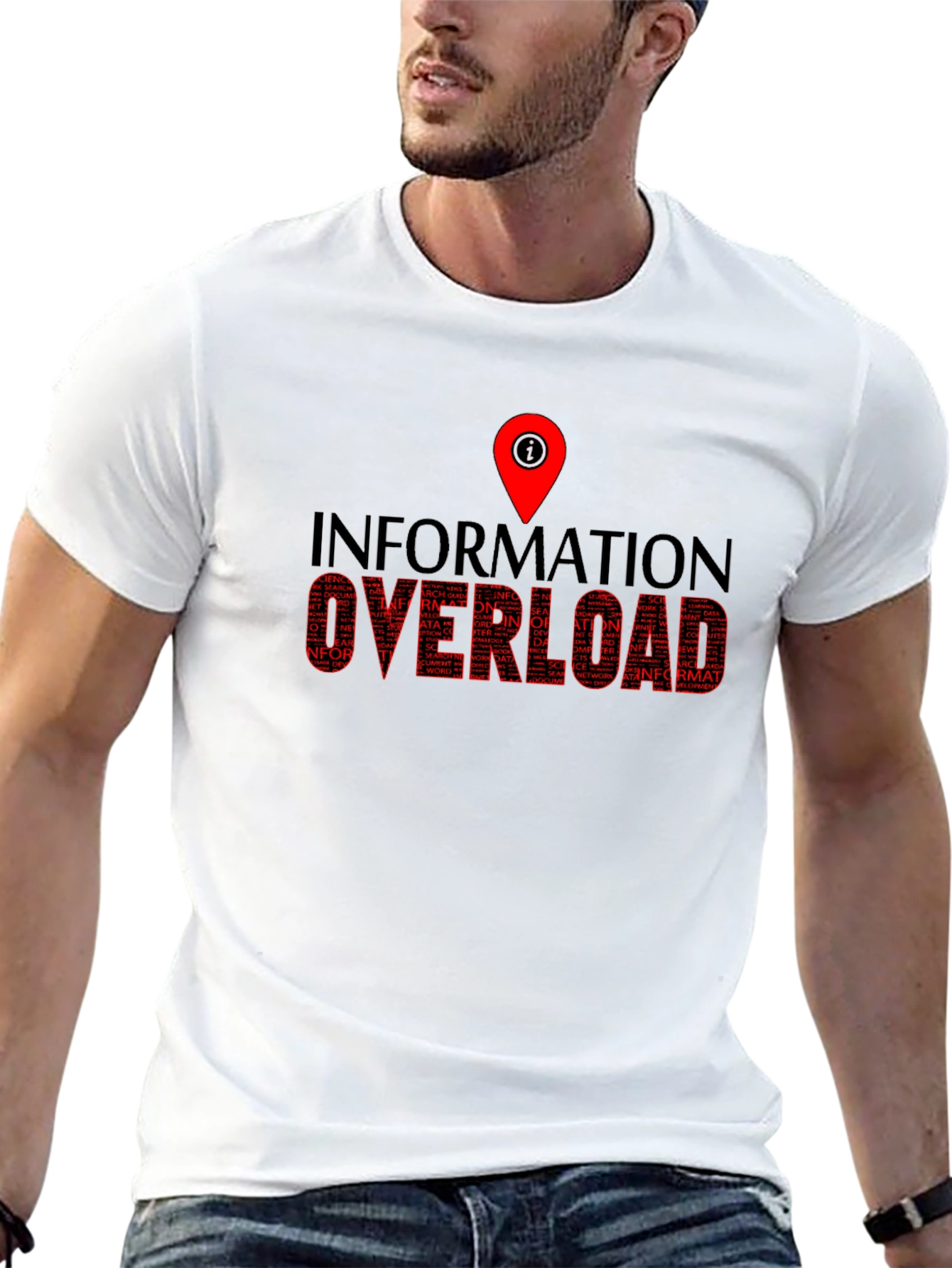 Information Overload Black Graphic T-Shirt