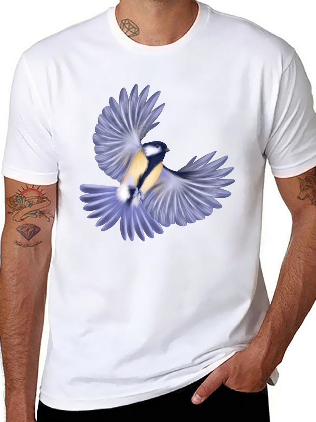 Bird Graphic Black T-Shirt for Men