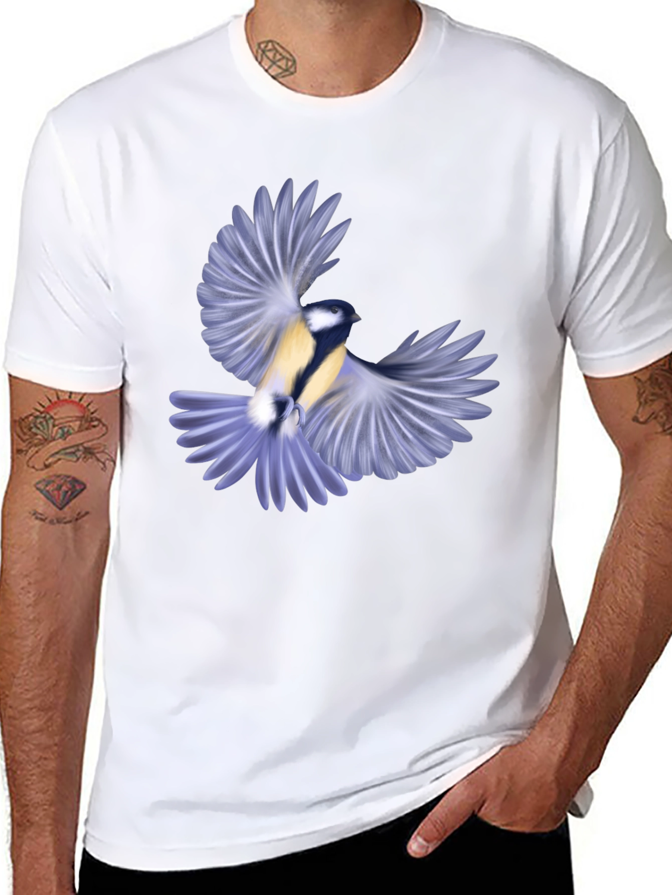 Bird Graphic Black T-Shirt for Men
