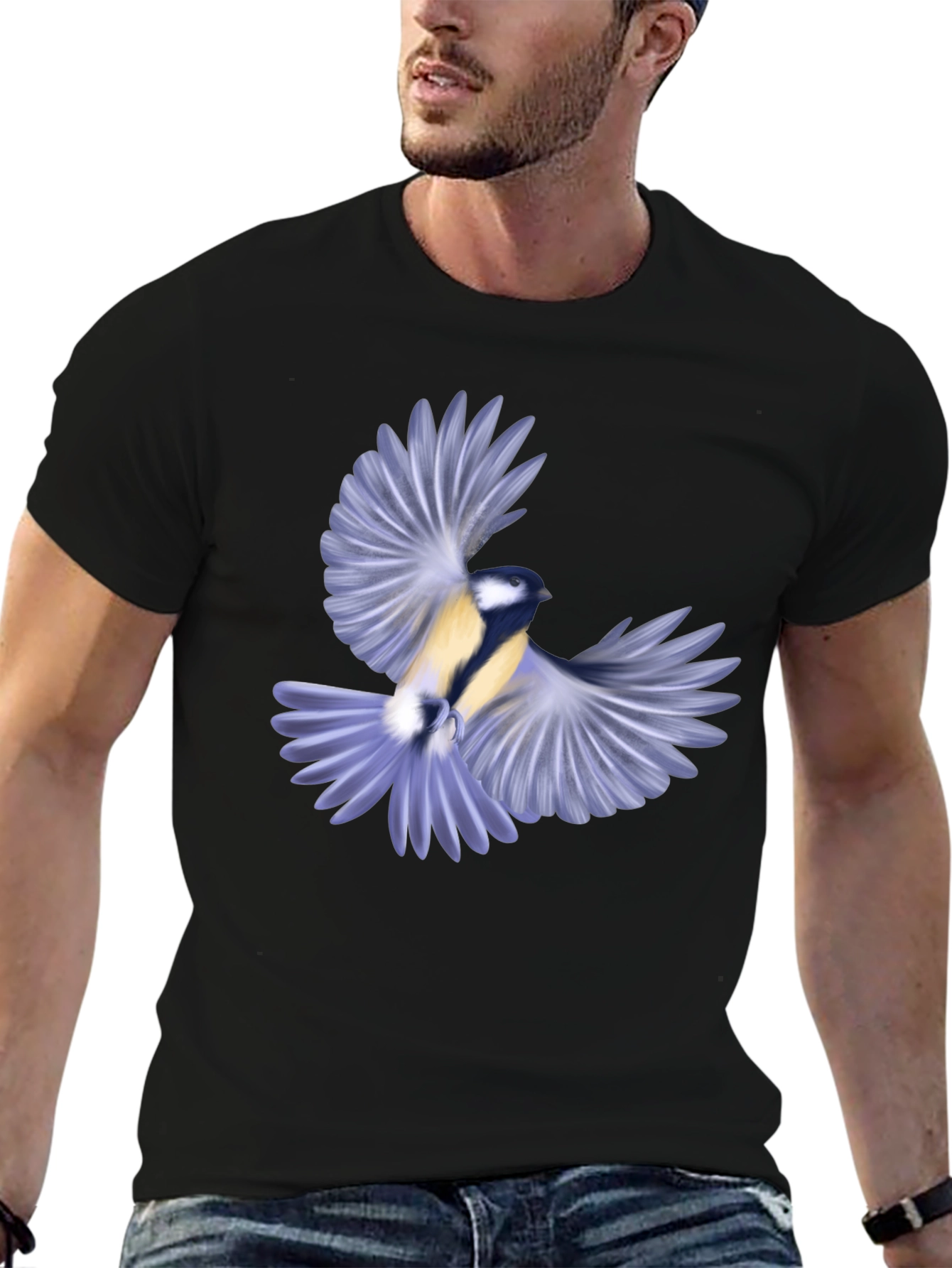 Bird Graphic Black T-Shirt for Men