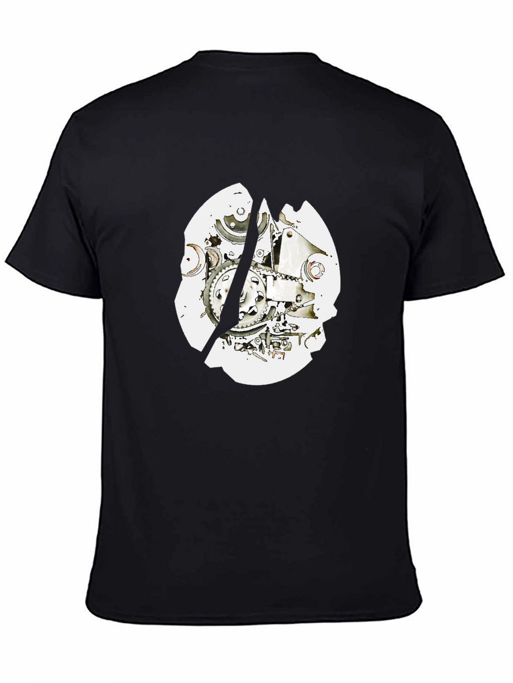 Black T-Shirt with Mechanical Gear Design