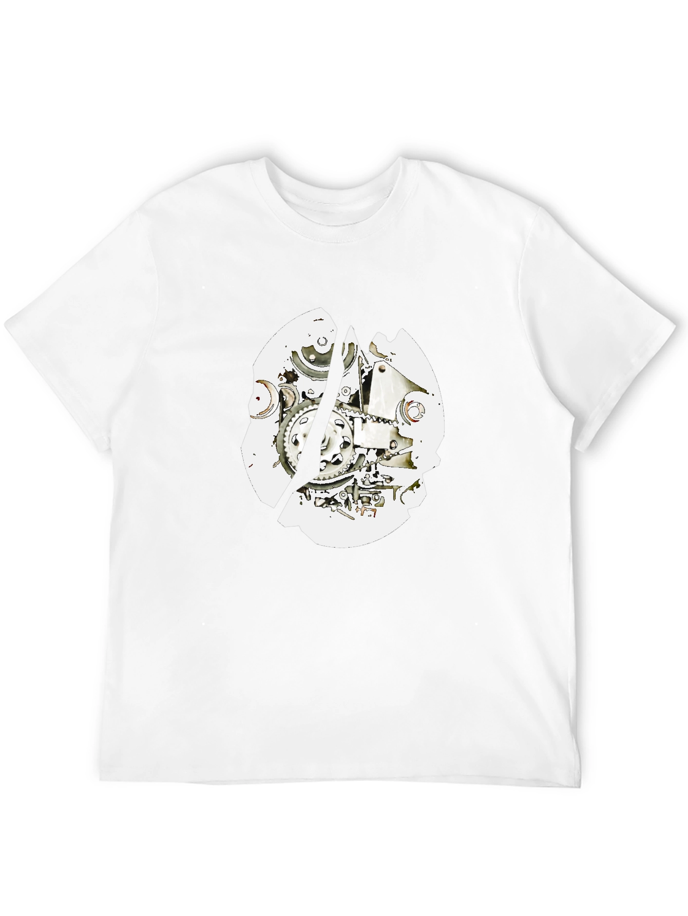 Black T-Shirt with Mechanical Gear Design