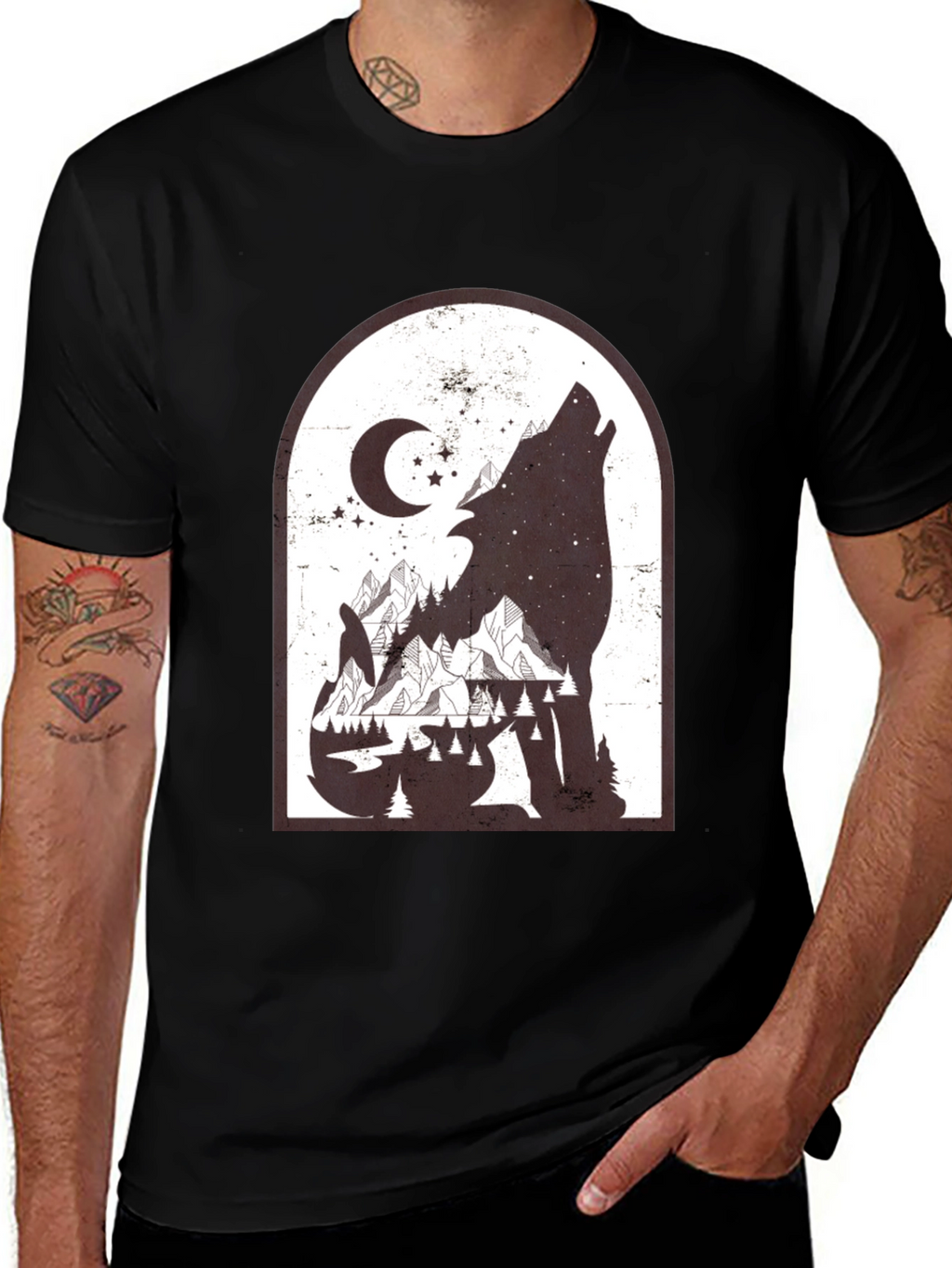 Wolf Mountainscape Graphic Tee