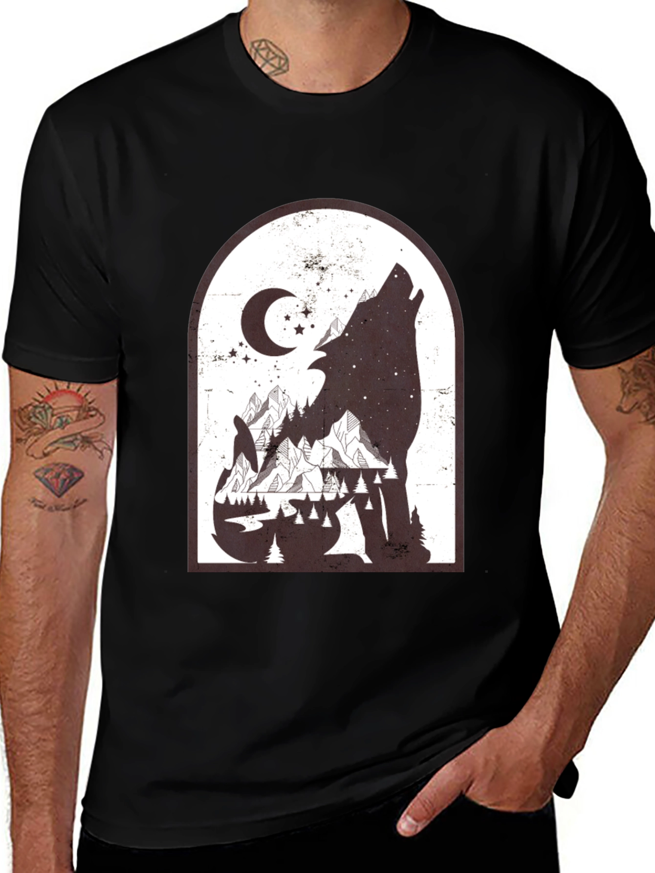 Wolf Mountainscape Graphic Tee