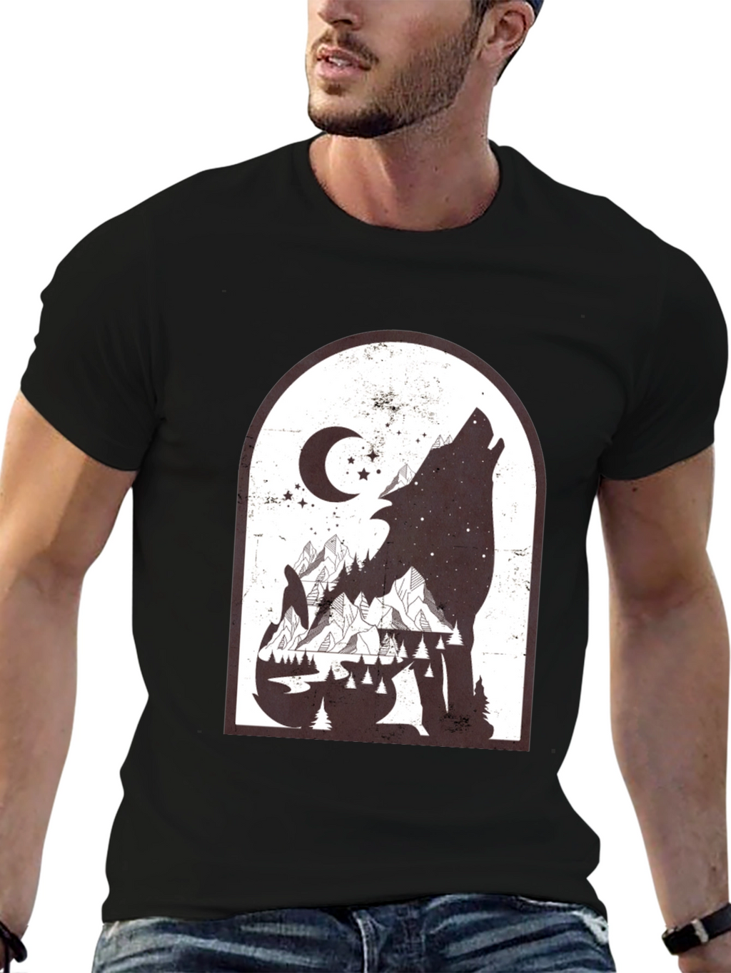 Wolf Mountainscape Graphic Tee