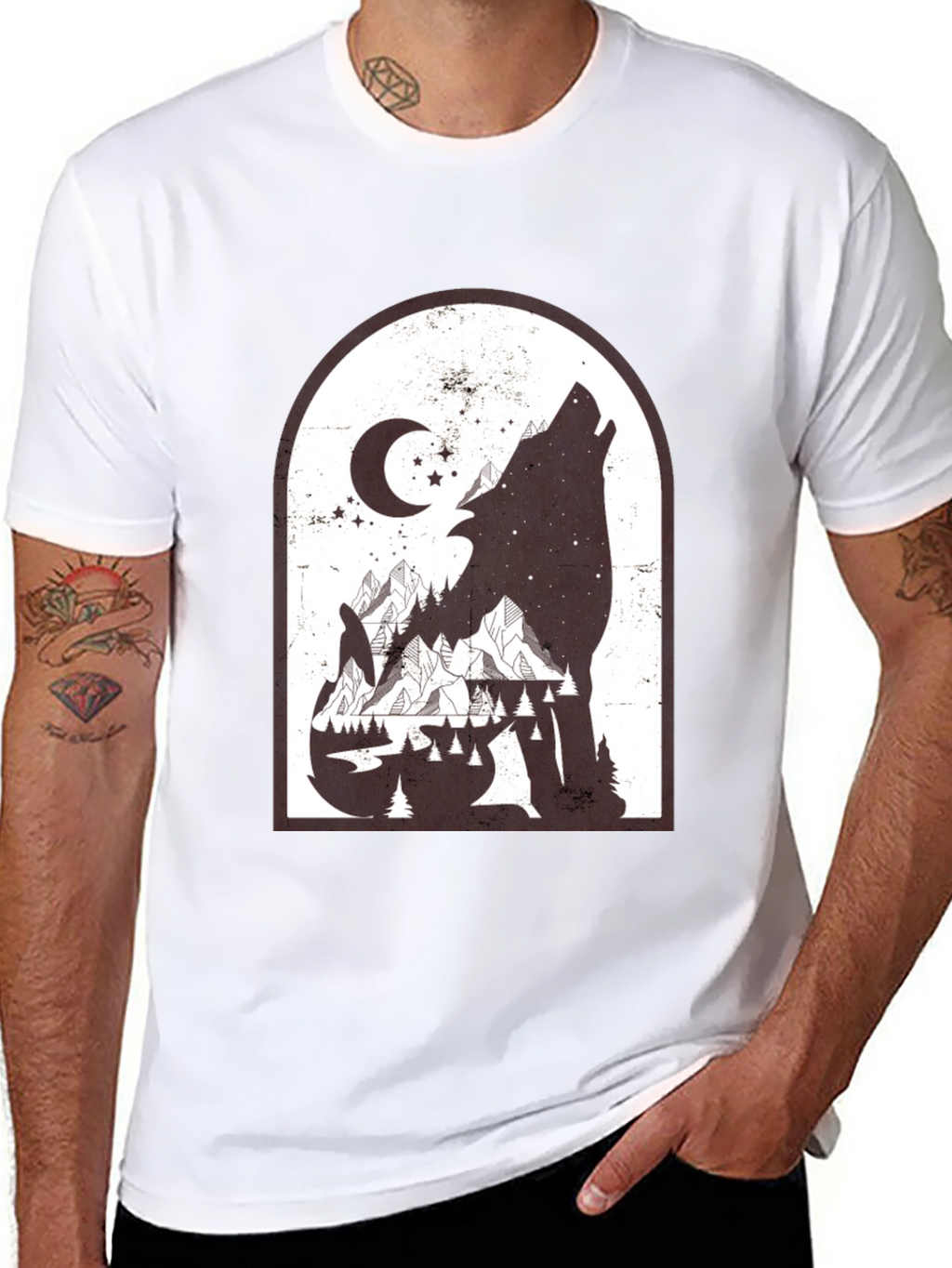 Wolf Mountainscape Graphic Tee