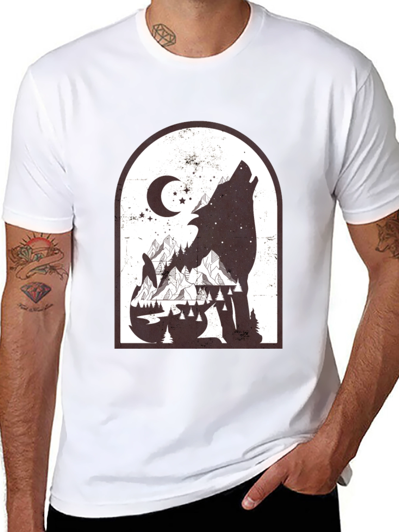 Wolf Mountainscape Graphic Tee
