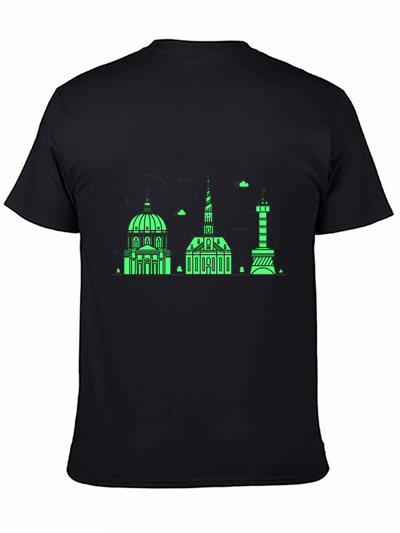 Copenhagen Skyline Graphic Tee - Black