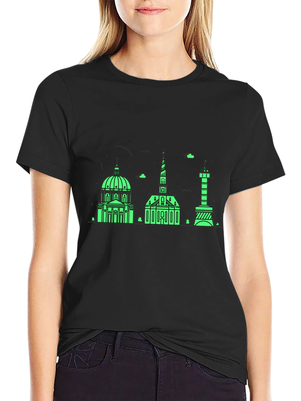 Copenhagen Skyline Graphic Tee - Black