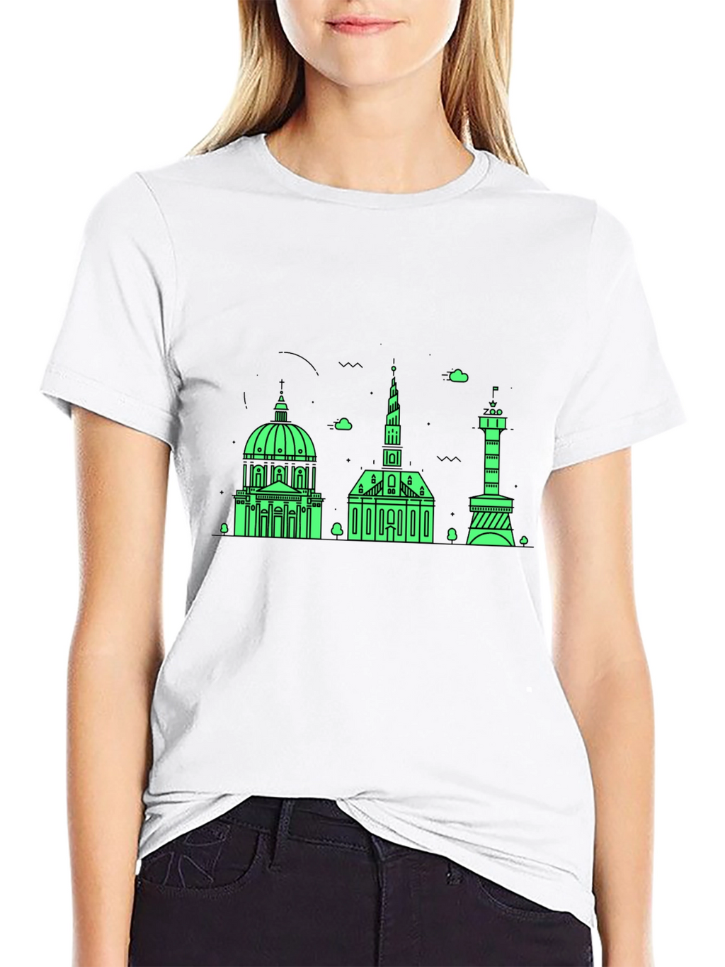 Copenhagen Skyline Graphic Tee - Black