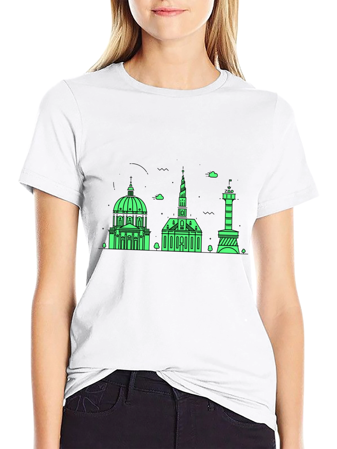 Copenhagen Skyline Graphic Tee - Black