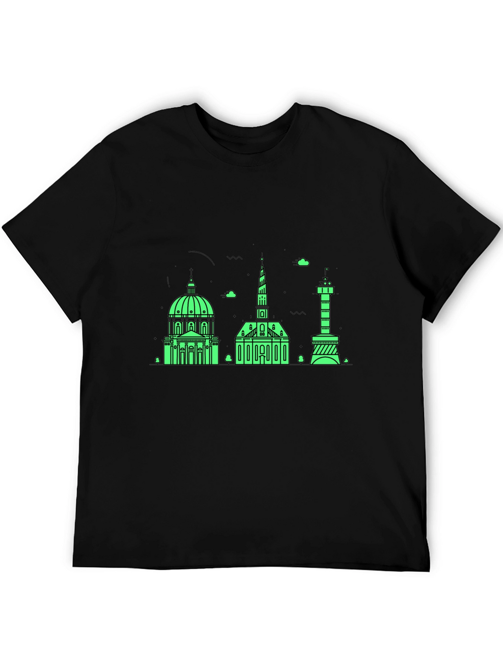 Copenhagen Skyline Graphic Tee - Black