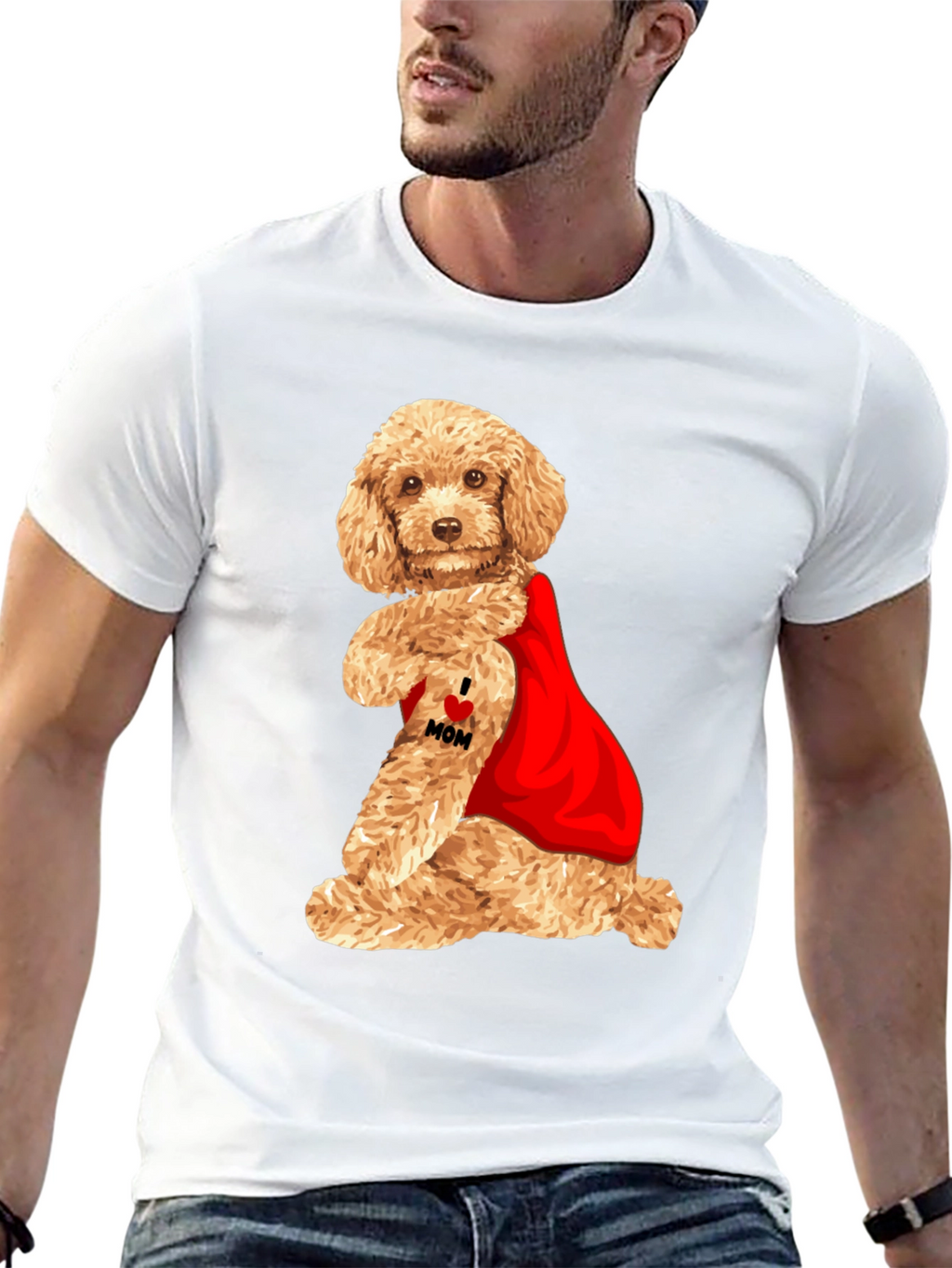 I Love Mom Poodle T-Shirt - Black