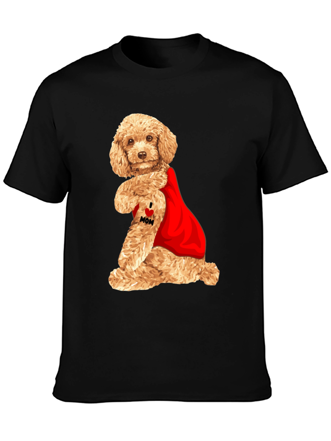 I Love Mom Poodle T-Shirt - Black