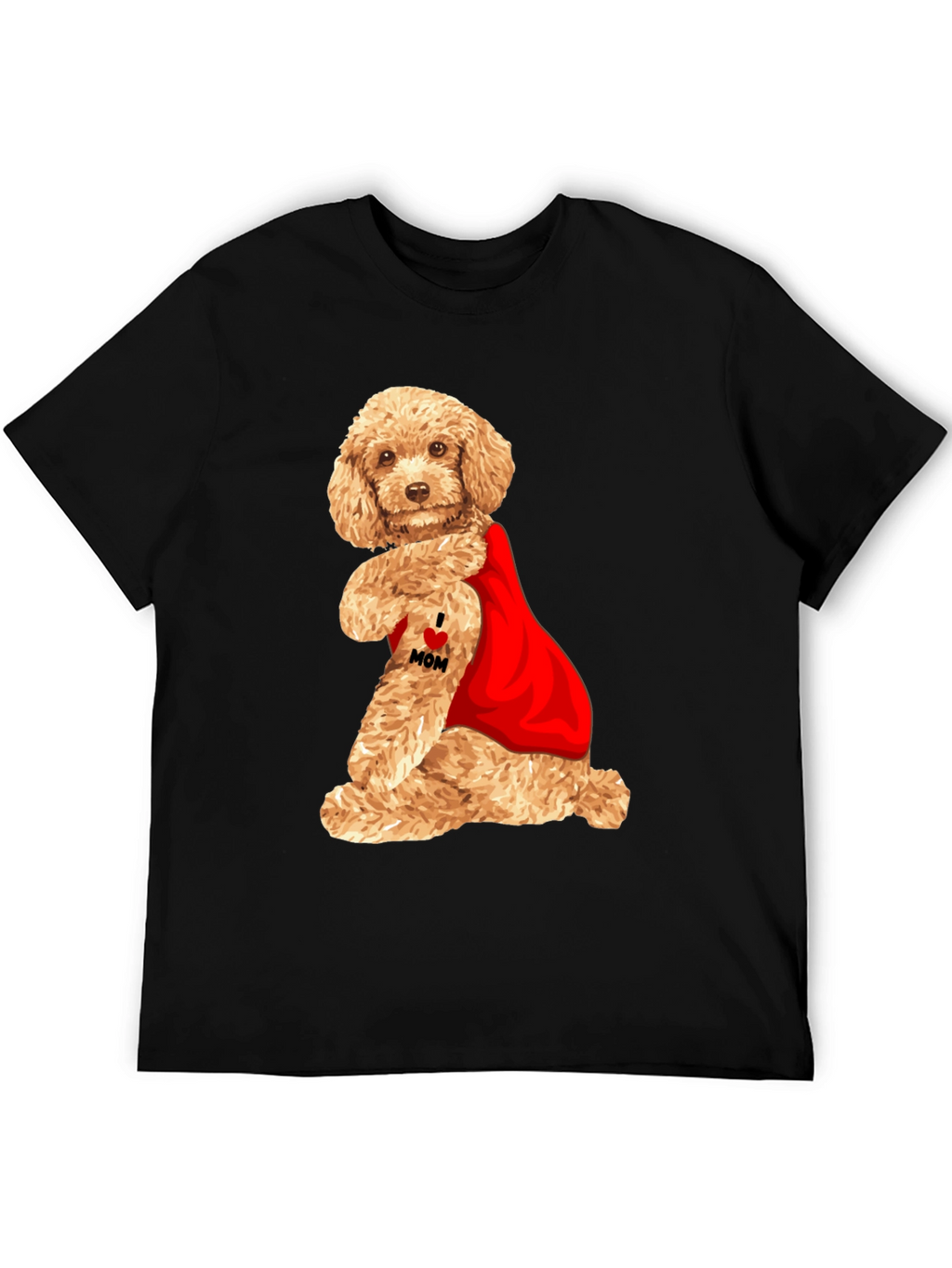 I Love Mom Poodle T-Shirt - Black