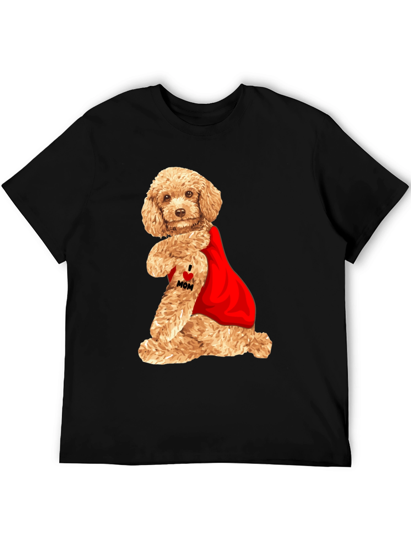I Love Mom Poodle T-Shirt - Black