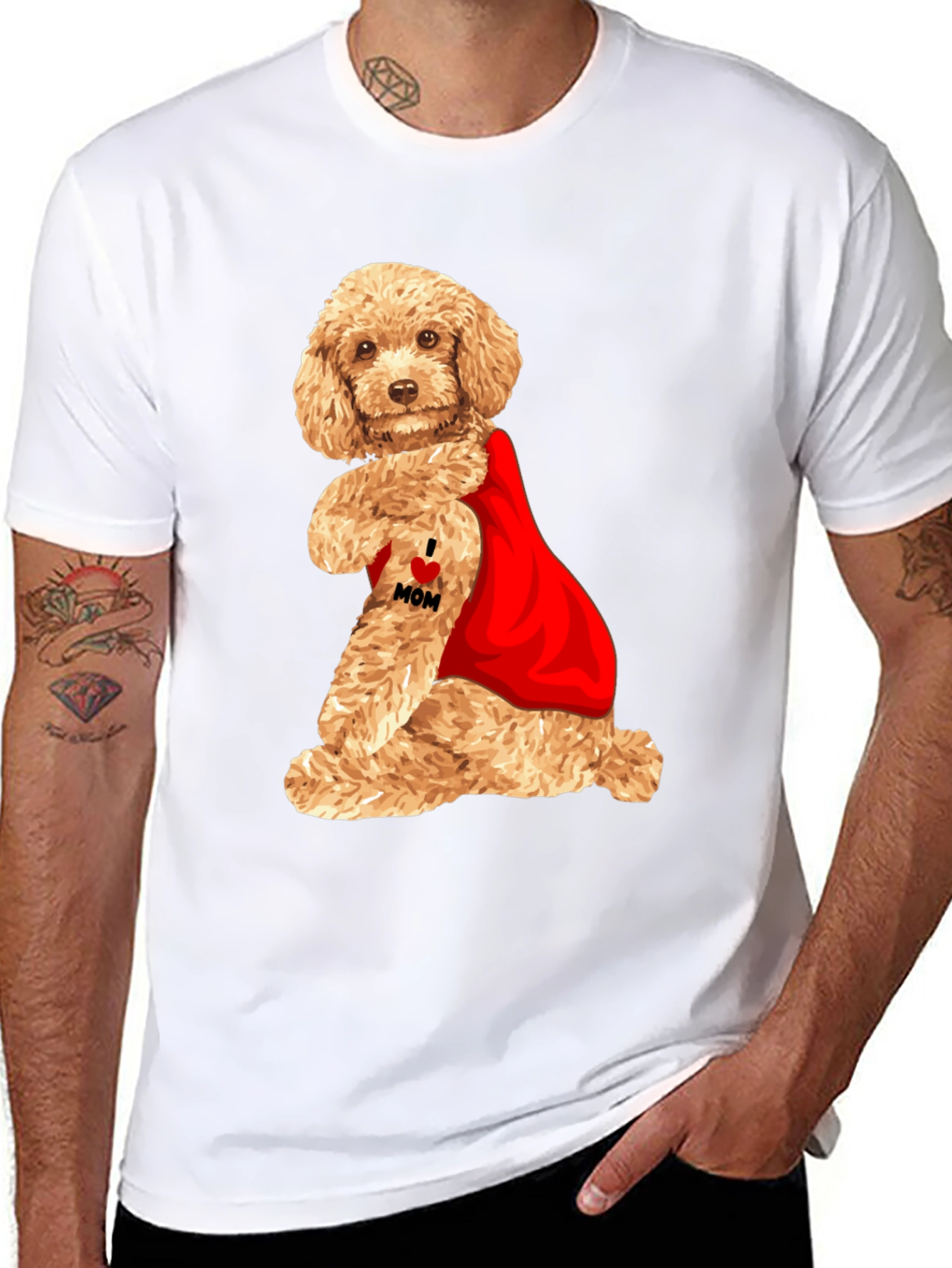 I Love Mom Poodle T-Shirt - Black