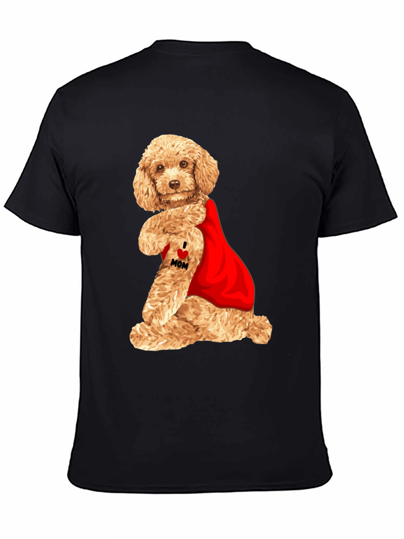 I Love Mom Poodle T-Shirt - Black