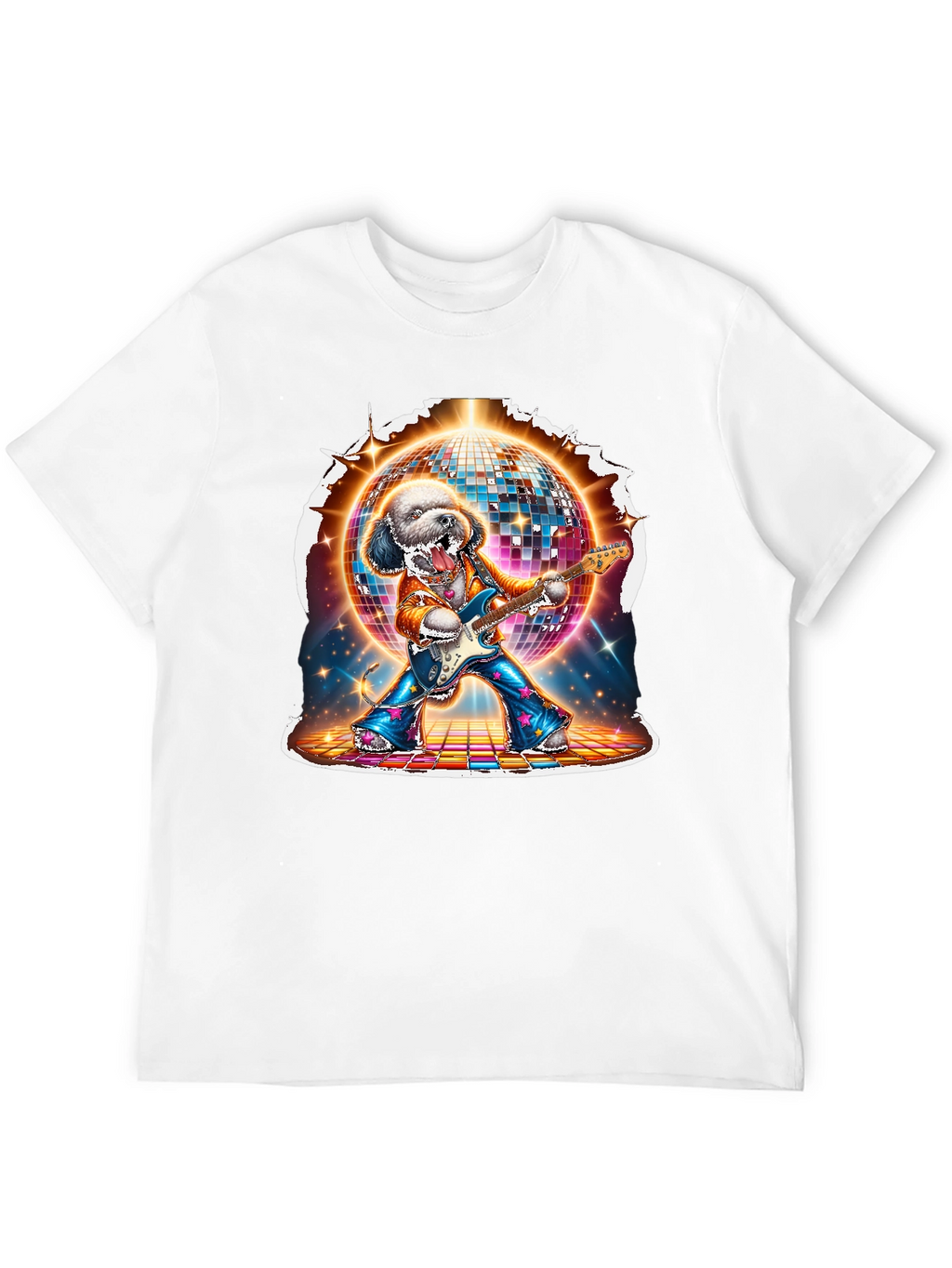 Dog Disco Guitarist Graphic T-Shirt