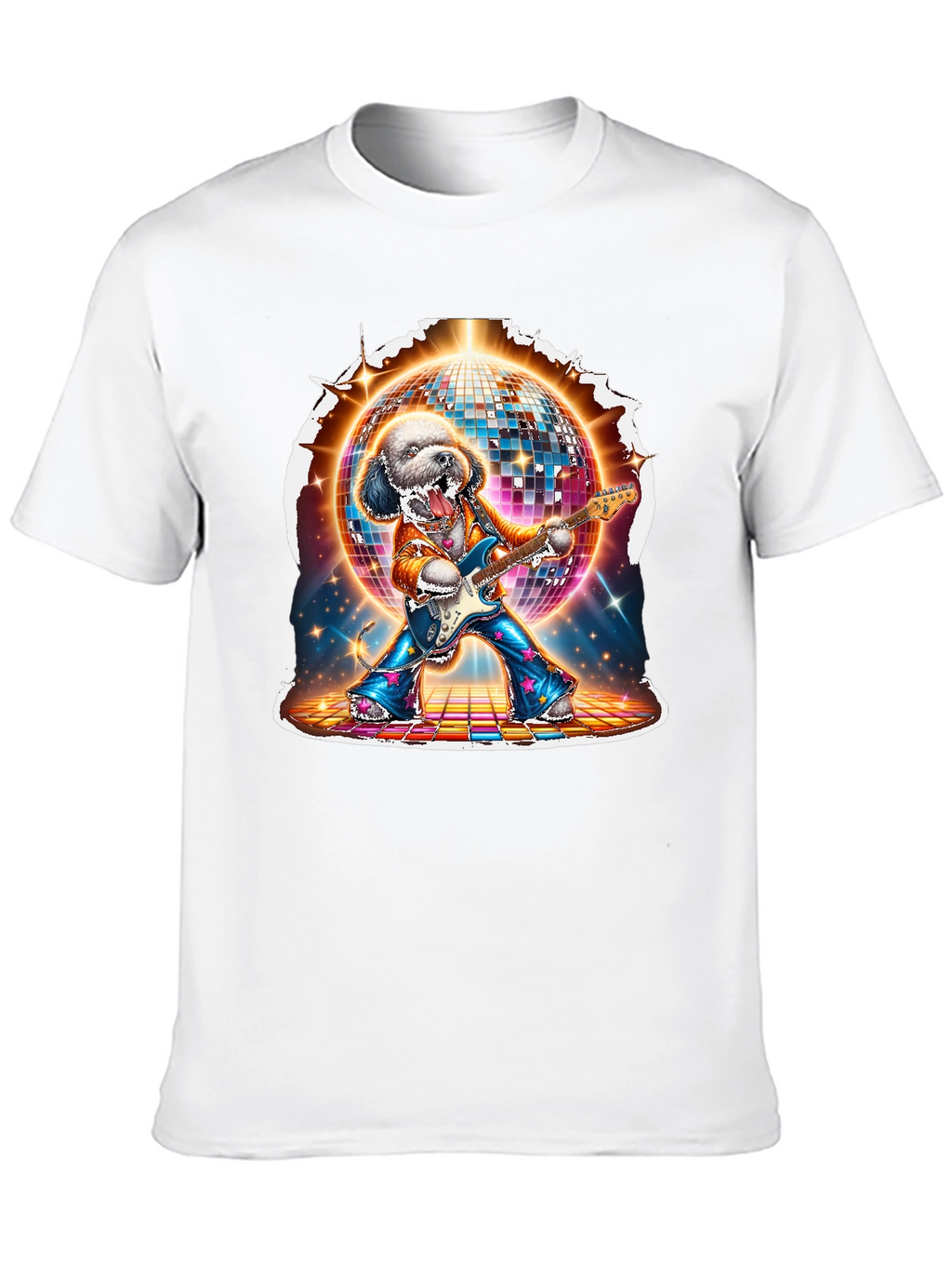 Dog Disco Guitarist Graphic T-Shirt