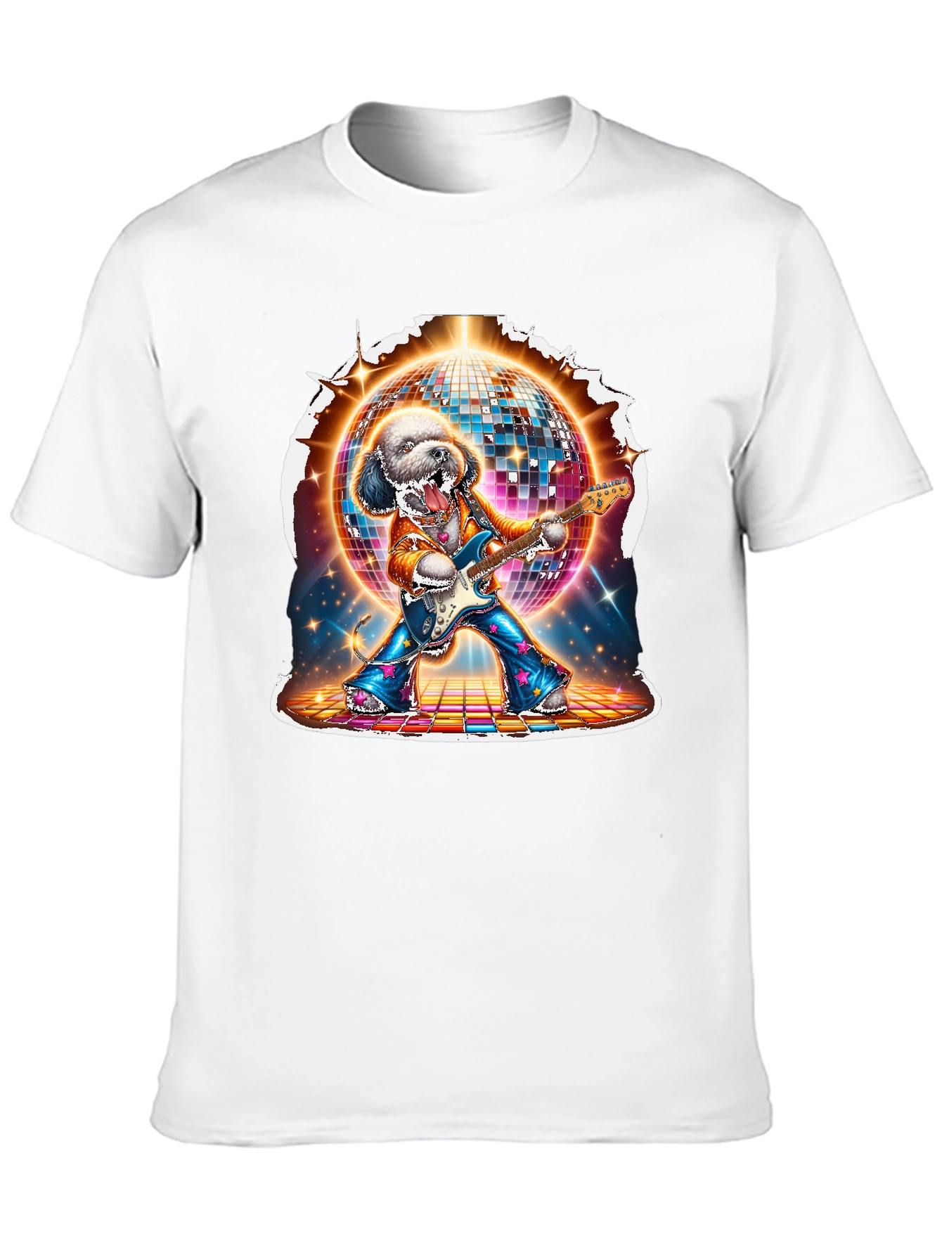 Dog Disco Guitarist Graphic T-Shirt