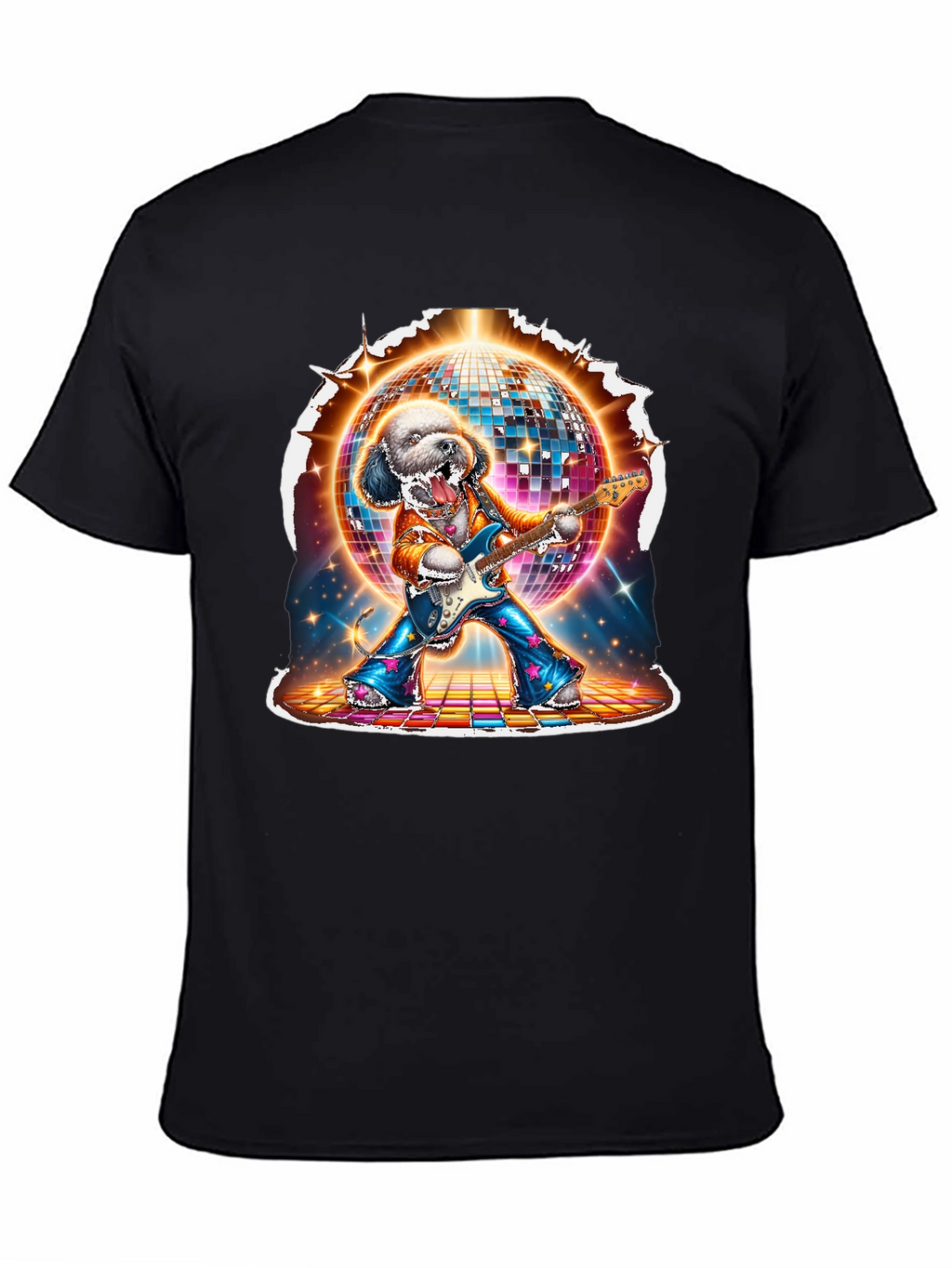 Dog Disco Guitarist Graphic T-Shirt