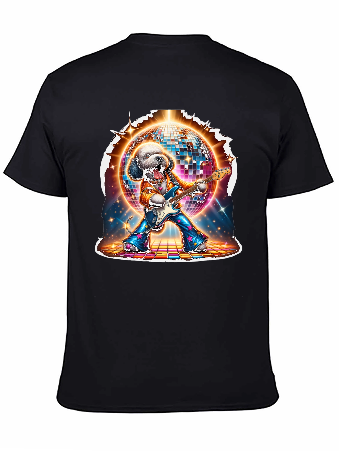 Dog Disco Guitarist Graphic T-Shirt