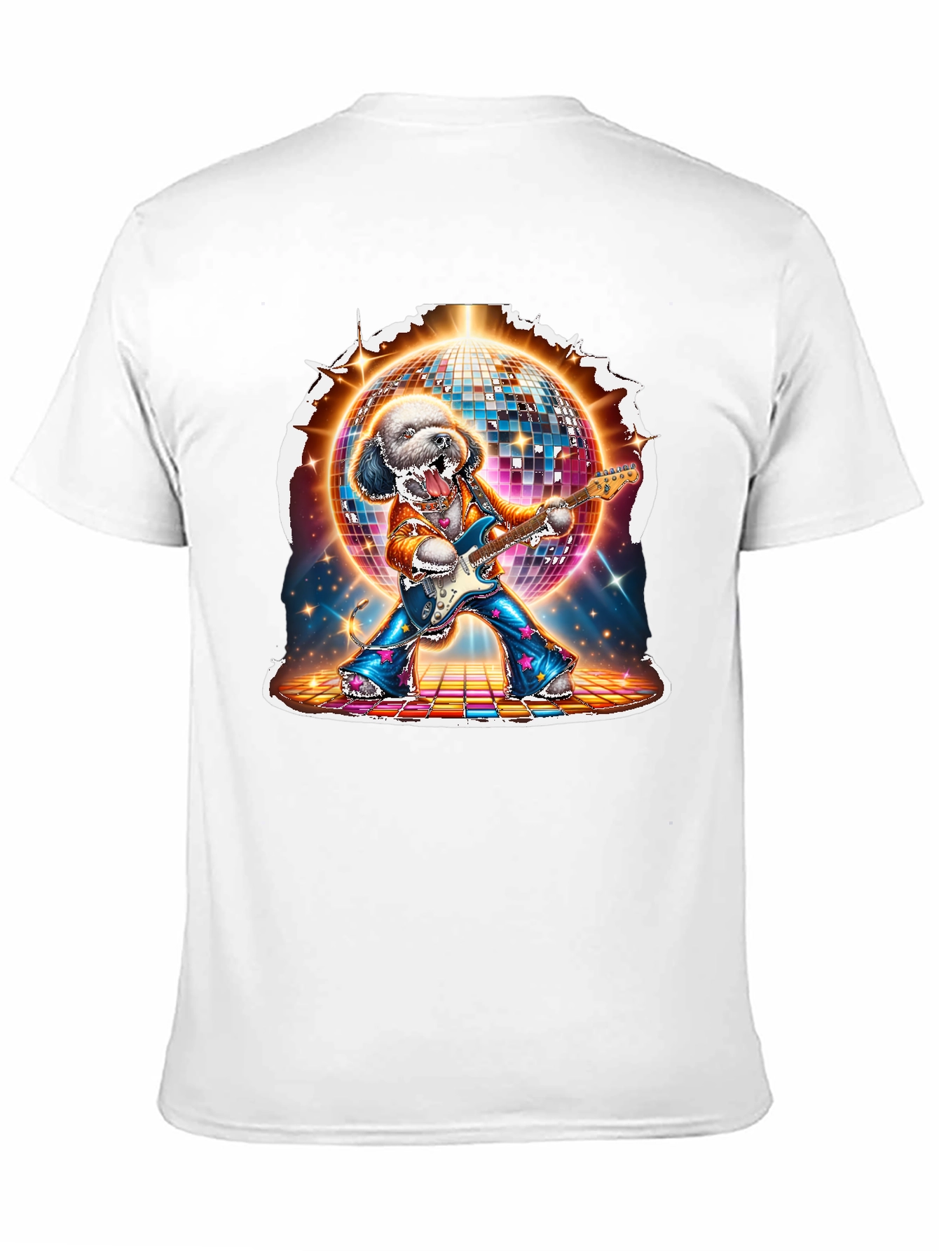 Dog Disco Guitarist Graphic T-Shirt